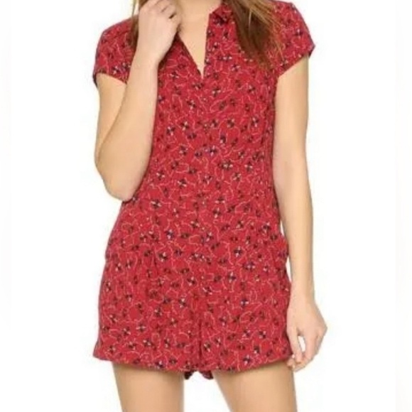 Free People Floral Romper S Red - Picture 4 of 10
